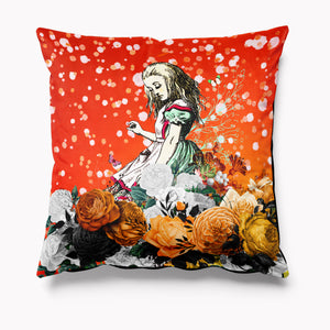 
            
                Load image into Gallery viewer, Alice in Wonderland Orange Velvet Cushion - Bright Orange Scatter Cushion - Pillow - Homewares
            
        