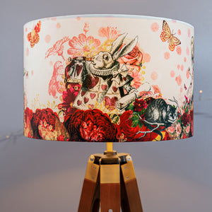 Alice in Wonderland Velvet Lampshade - Burgundy - Floral