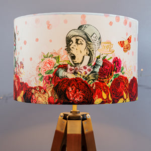 Alice in Wonderland Velvet Lampshade - Burgundy - Floral
