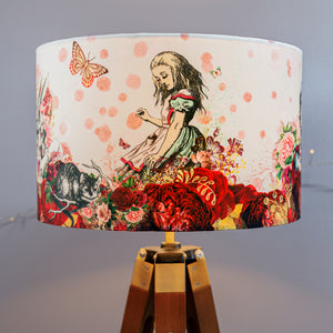 Alice in Wonderland Velvet Lampshade - Burgundy - Floral