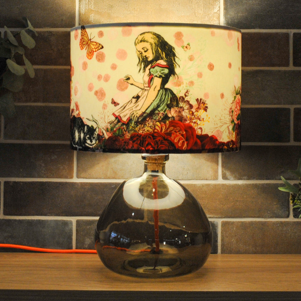 Alice in Wonderland Velvet Lampshade - Burgundy - Floral