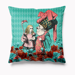 Outdoor Garden Cushion - Alice in Wonderland Turquise - Alice and the Duchess