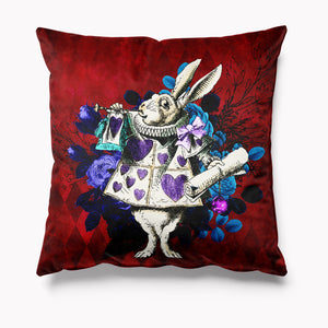 Outdoor Garden Cushion - Alice in Wonderland - Dark Alice - White Rabbit