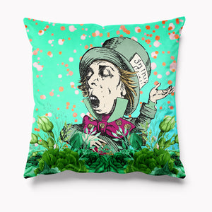 Outdoor Garden Cushion - Alice in Wonderland - Mint Green Mad Hatter