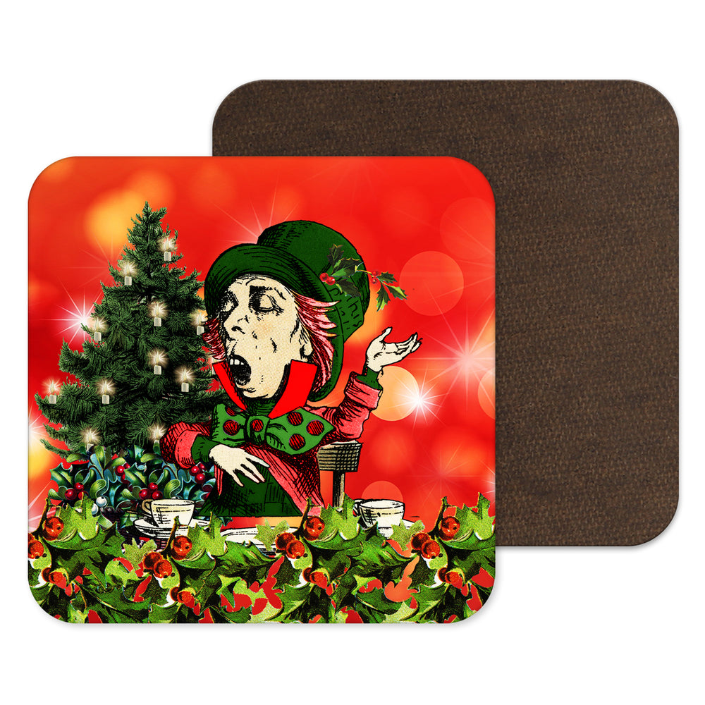 An Alice in Wonderland Coaster for Christmas - Featuring the Mad Hatter, and a Red Christmas theme. Mad Hatters Tea Party