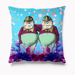 Outdoor Garden Cushion - Alice in Wonderland - Tweedle Dum Tweedle Dee Blue Purple