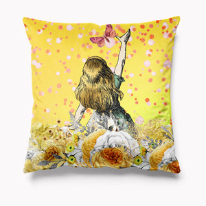 Outdoor Garden Cushion - Alice in Wonderland Yellow Butterfly