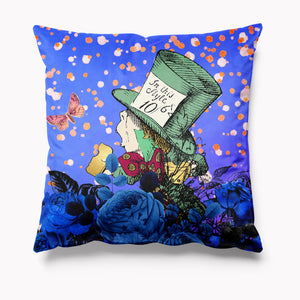 Outdoor Garden Cushion - Alice in Wonderland Blue Mad Hatter