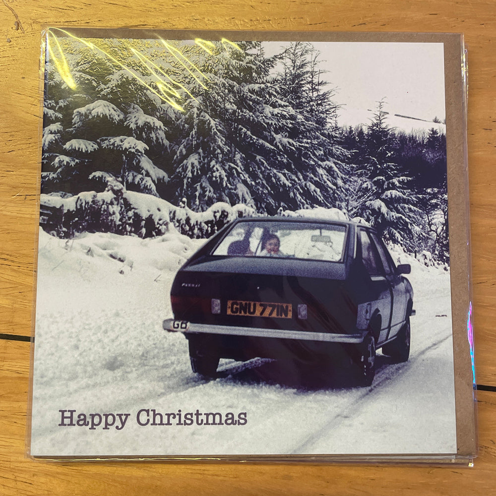 Retro Christmas Greetings Card - Car Seat