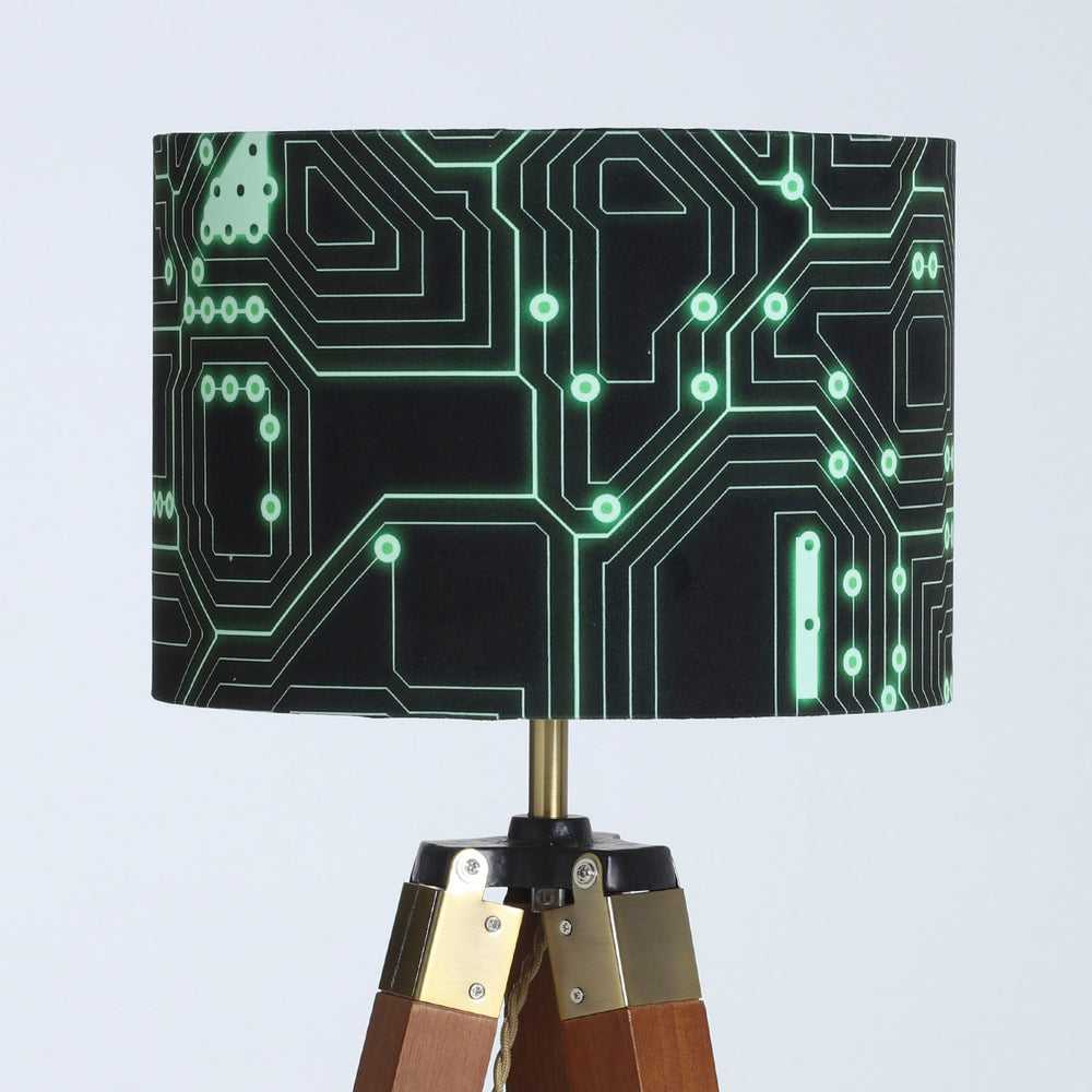 Lampshade featuring a computer circuit board, for unusual interiors