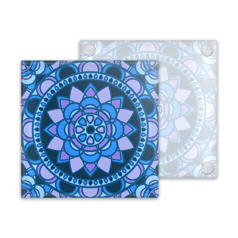 Retro Mid Centry Blue Design Glass Coaster - Mid Century Modern Homewares
