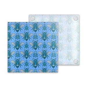*Overstock* Blue Bee Glass Coaster
