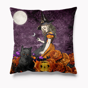 Outdoor Garden Cushion - Alice in Wonderland - Halloween Full Moon Black Cat