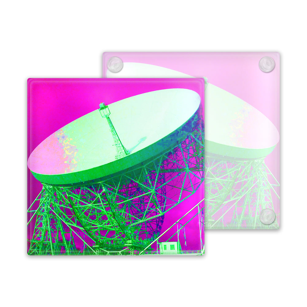 *Overstock* Jodrell Bank Pink Glass Coaster