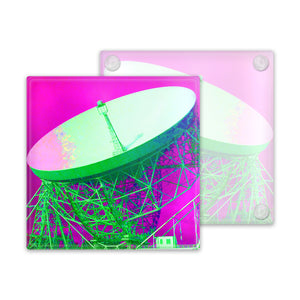 *Overstock* Jodrell Bank Pink Glass Coaster