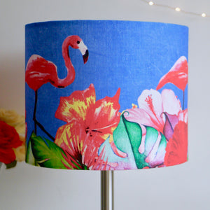 Blue Flamingo Velvet Lampshade