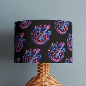 Music Retro Velvet Lampshade - Guitar Neon