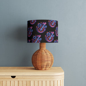 Music Retro Velvet Lampshade - Guitar Neon