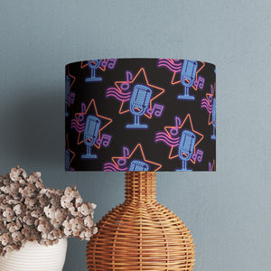 Music Retro Velvet Lampshade - Microphone Neon Podcast