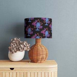 Music Retro Velvet Lampshade - Microphone Neon Podcast