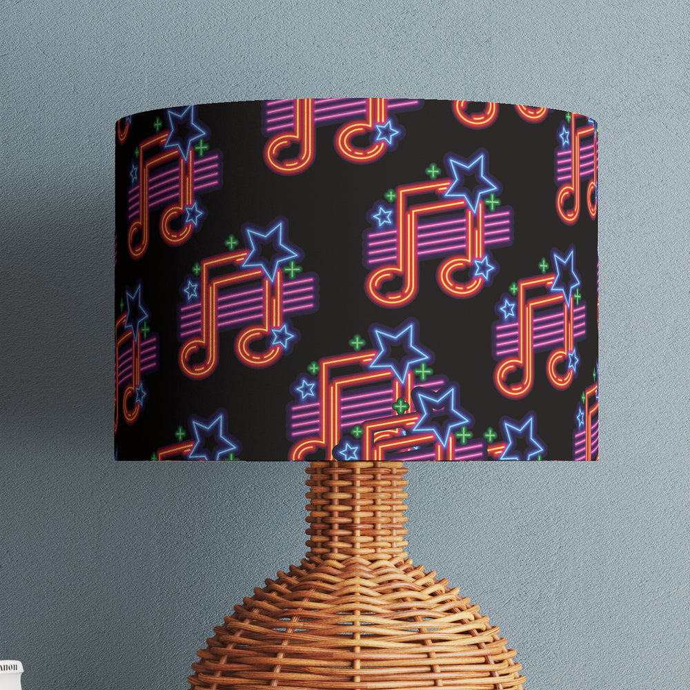 Music Retro Velvet Lampshade - Neon Music Notes
