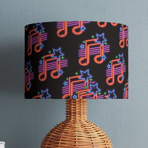 Music Retro Velvet Lampshade - Neon Music Notes