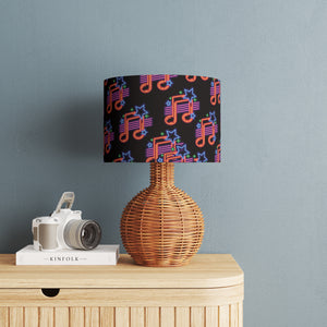 Music Retro Velvet Lampshade - Neon Music Notes