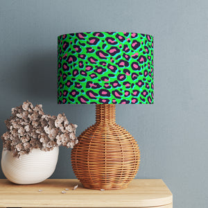 Neon Green Animal Print Velvet Lampshade
