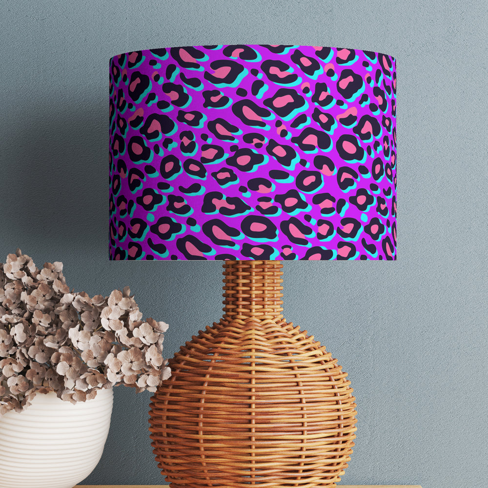 Neon Purple Animal Print Velvet Lampshade