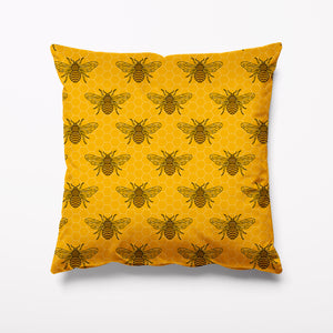 Small Yellow Bee Velvet Cushion