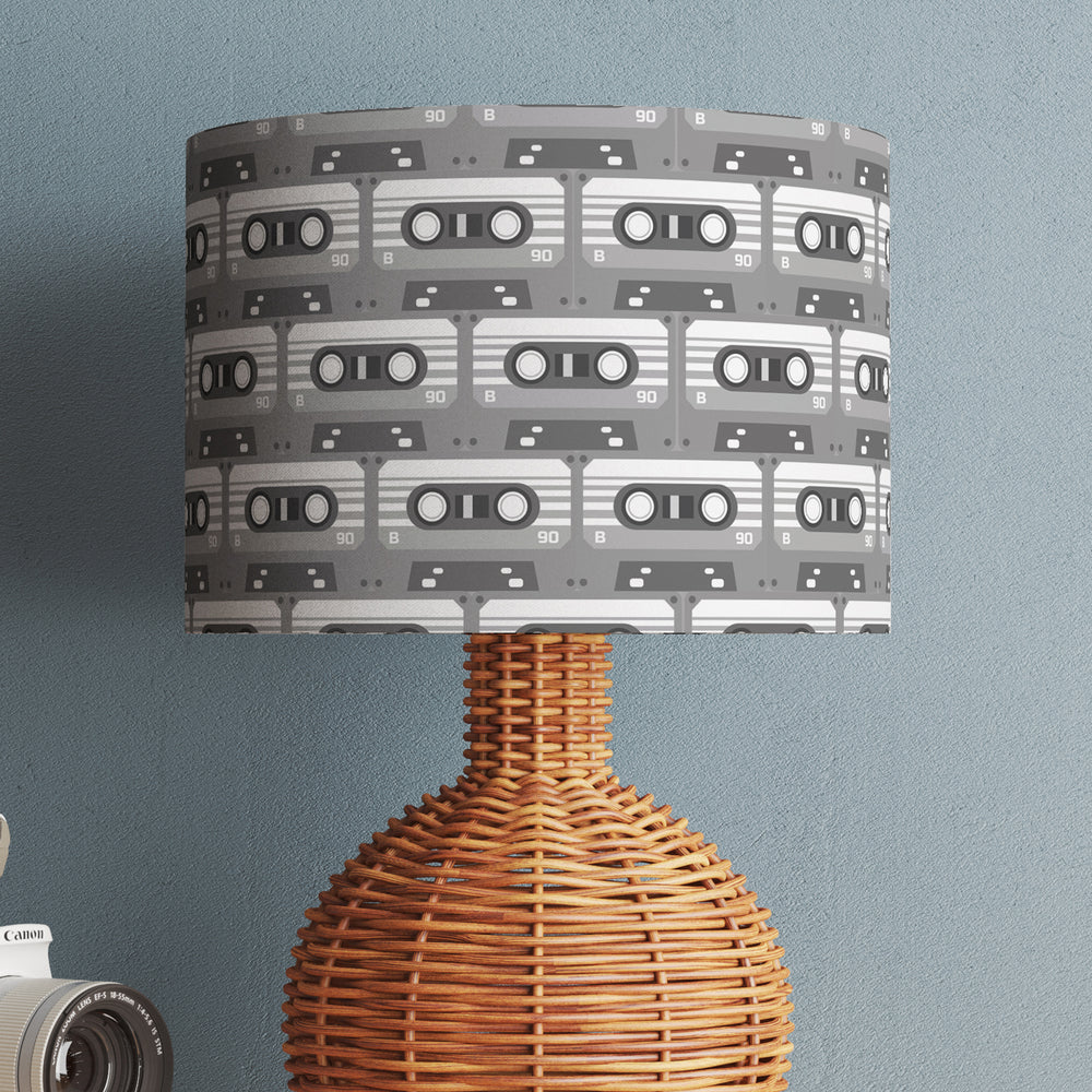 Cassette Music Retro Velvet Lampshade Monochrome Grey