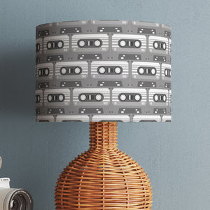 Cassette Music Retro Velvet Lampshade Monochrome Grey