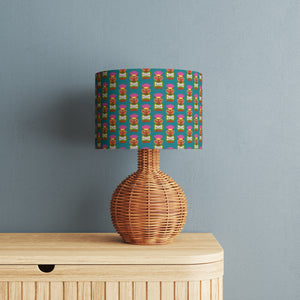 Tiki Teal Velvet Lampshade