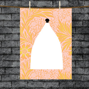 White Nancy Tea Towel - Orange and Pink Floral