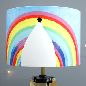 *Overstock* 40cm Velvet Lampshade - Bollington White Nancy Rainbow - Table Lamp