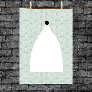 White Nancy Tea Towel - Green Geo