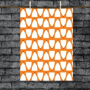 White Nancy Tea Towel - Orange Multi