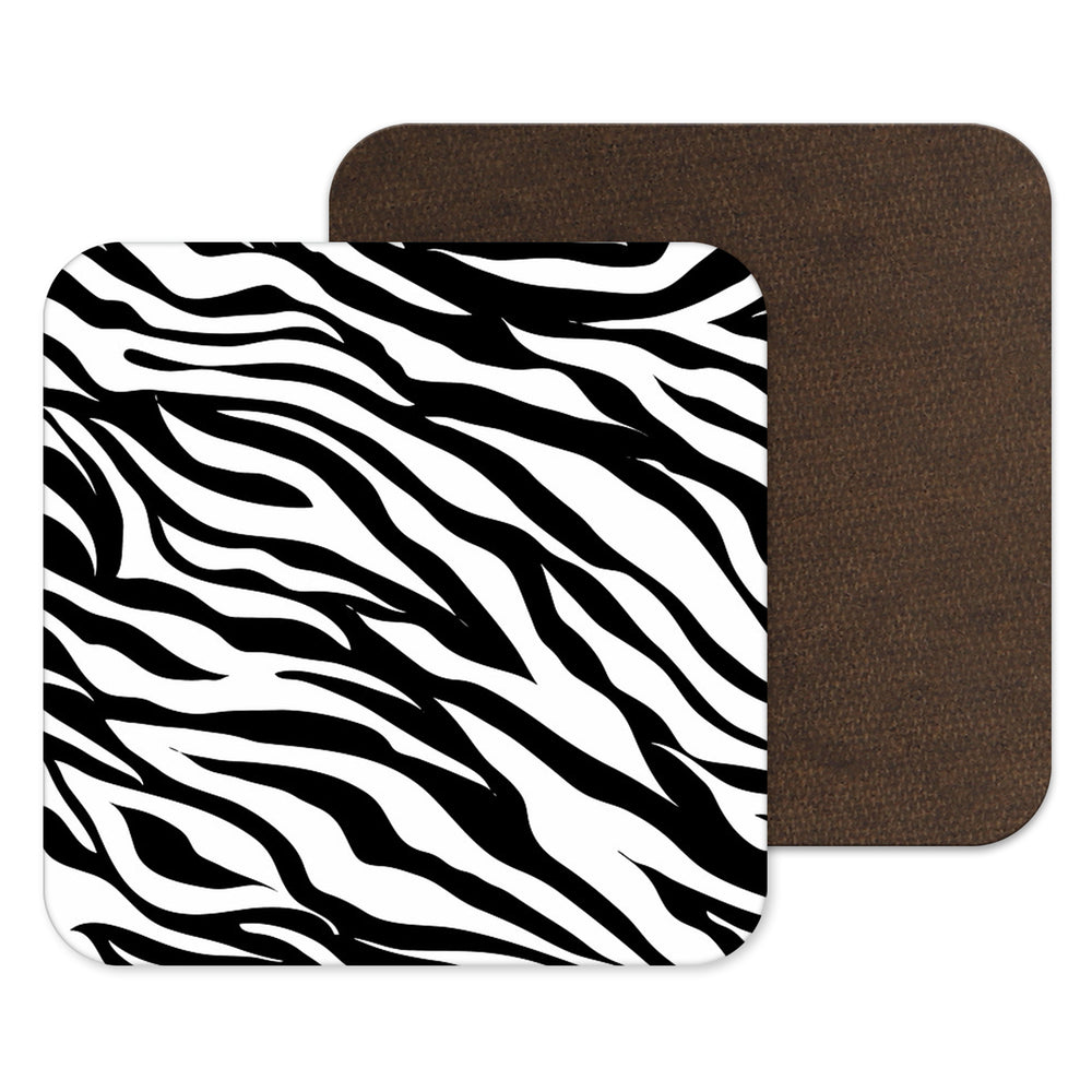 Black and White Monochrome Zebra Print Coasters