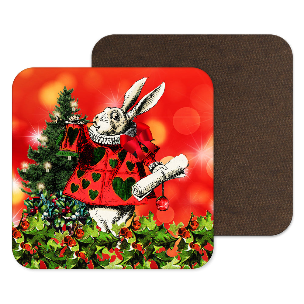 Alice in Wonderland Christmas Coaster Set - Red