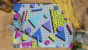 80s Retro 40cm x 30cm Glass Worktop Saver / Serving Platter / Placemat - Kitsch Republic