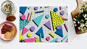 80s Retro 40cm x 30cm Glass Worktop Saver / Serving Platter / Placemat - Kitsch Republic