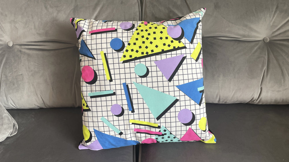 Retro 80s White Velvet Cushion - Kitsch Republic
