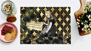 
            
                Load image into Gallery viewer, Alice in Wonderland Black and Gold 40cm x 30cm Worktop Saver - Kitsch Republic
            
        