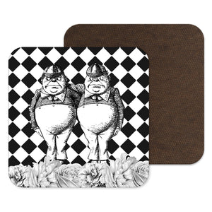 Alice in Wonderland Coaster - Black and White - Tweedle Dum Tweedle Dee