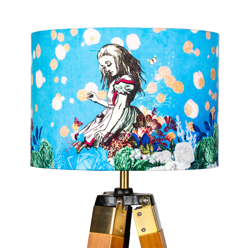 Alice in Wonderland Blue Lampshade, Blue Lamp Shade, Floral Bedroom Lampshade