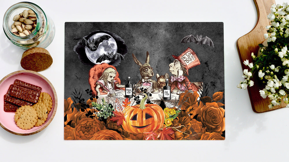 Alice in Wonderland Halloween Bats 40cm x 30cm Worktop Saver / Serving Platter - Kitsch Republic