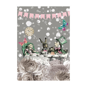 Alice in Wonderland A6 Greetings Card - Tea Party in Grey - Kitsch Republic