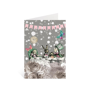 Alice in Wonderland A6 Greetings Card - Tea Party in Grey