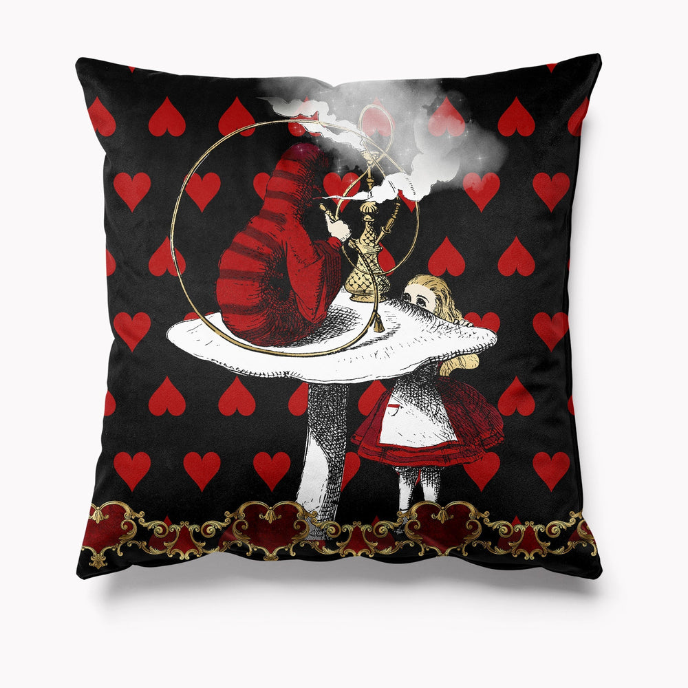 Alice in Wonderland Valentines Velvet Cushion - Caterpillar