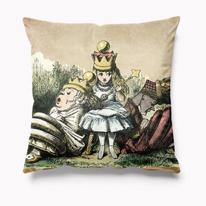 Alice in Wonderland Vintage Style Velvet Cushion - Alice in Crown